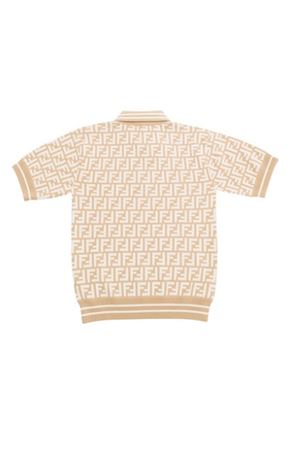 polo in cotone beige FENDI KIDS | JMG106AQUHF14OX